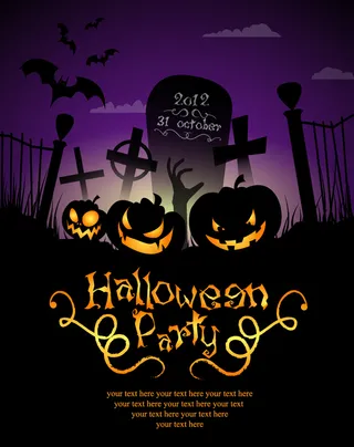 创意万圣恐怖夜插画矢量素材