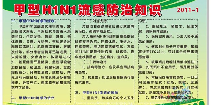 甲型H1N1流感防治知识图片cdr矢量模版下载