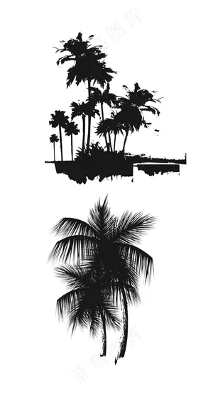 树树木剪影植物风景插画