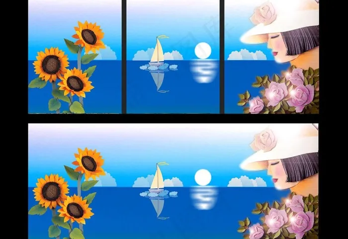 向日葵 美女图片(7382X2953(DPI:150))psd模版下载