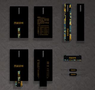 中老年女装吊牌商标花纹复古布标吊粒黑富贵