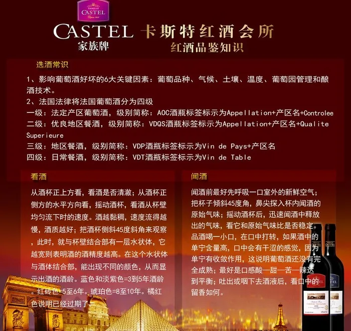 卡斯特红酒会所红酒品鉴知识图片psd模版下载