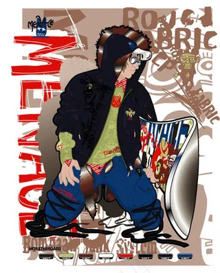 潮流街头滑板运动酷男矢量图