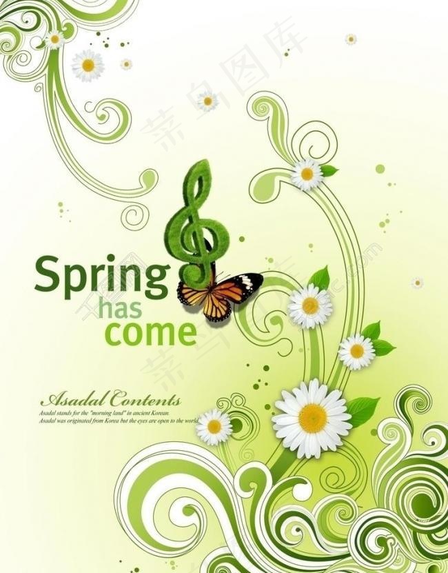 绿色精美墙绘背景素材图片