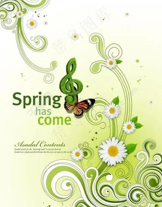 绿色精美墙绘背景素材图片