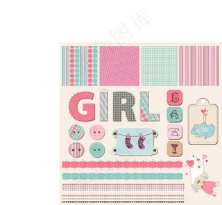 卡通儿童元素矢量素材