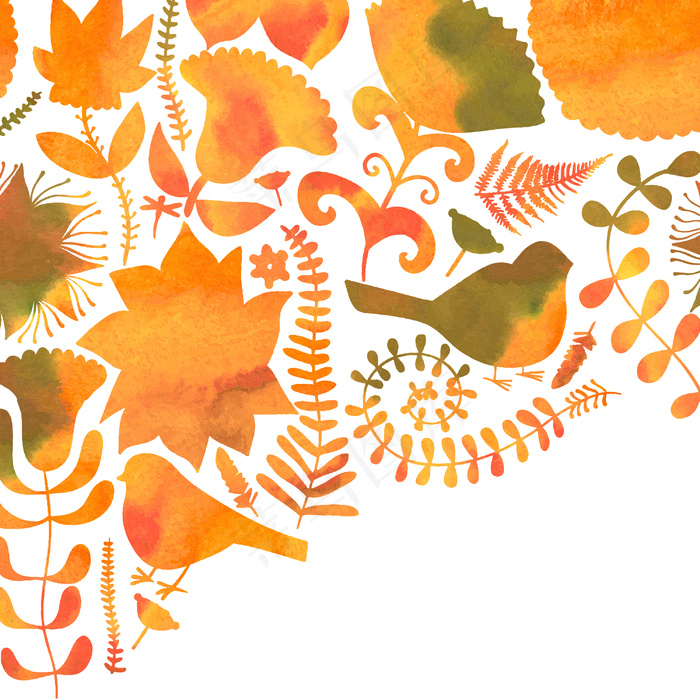 水彩花卉贺卡旧货复古背景与花饰可以设计卡