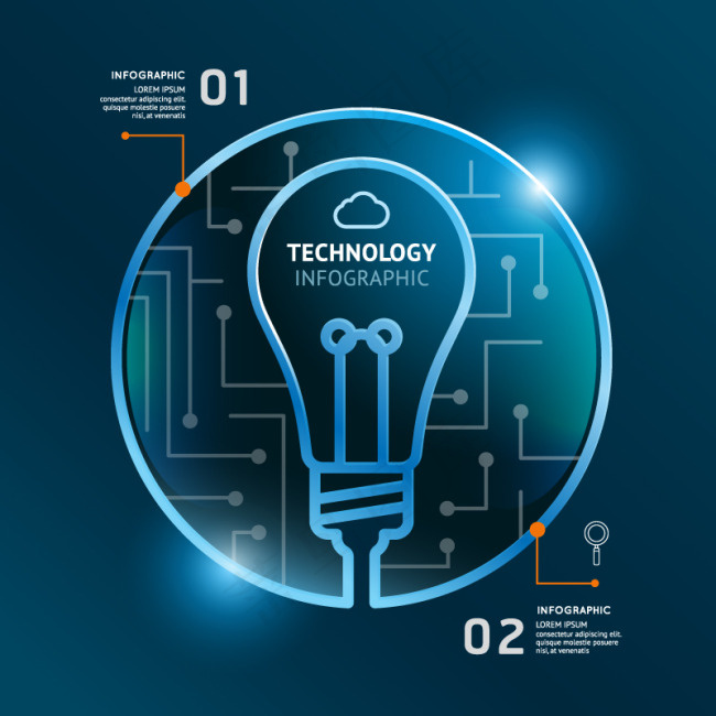蓝色灯泡科技信息图