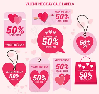 情人节销售标签矢量素材