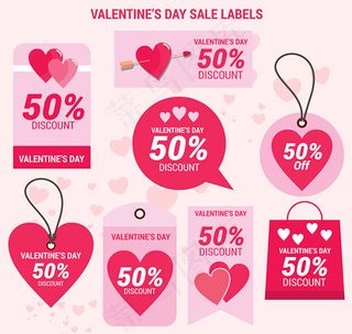 情人节销售标签矢量素材