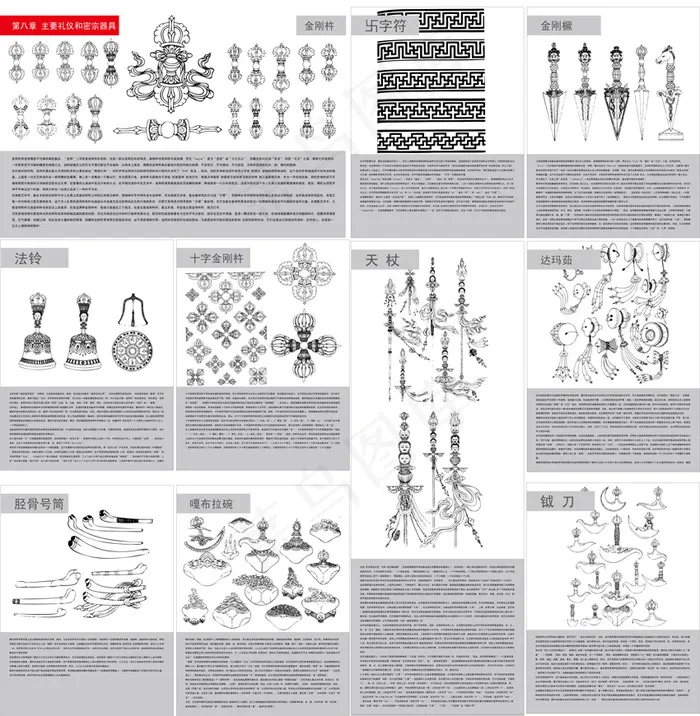 佛教符号和八大伪影图，和密宗电器矢...ai矢量模版下载