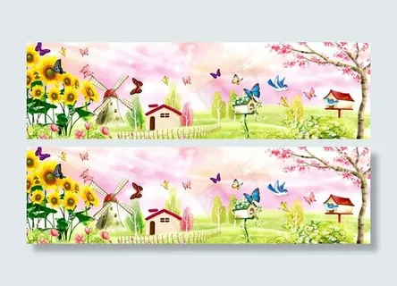 水彩风景无框画设计