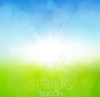 春天阳光草地背景矢量素材图片