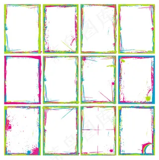 画笔与彩墨边框矢量素材