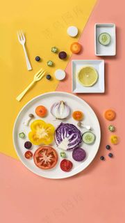 各种蔬菜与叉子高清摄影图片