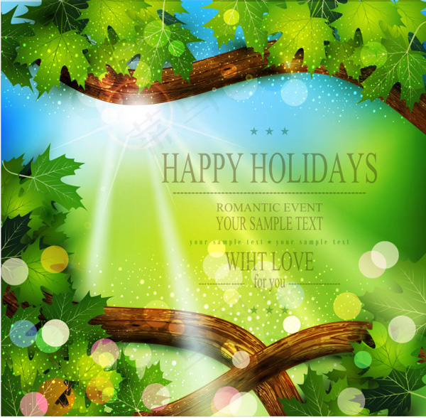 矢量树枝树叶梦幻背景设计