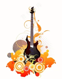 吉他花纹音乐元素 吉他花纹音乐元素