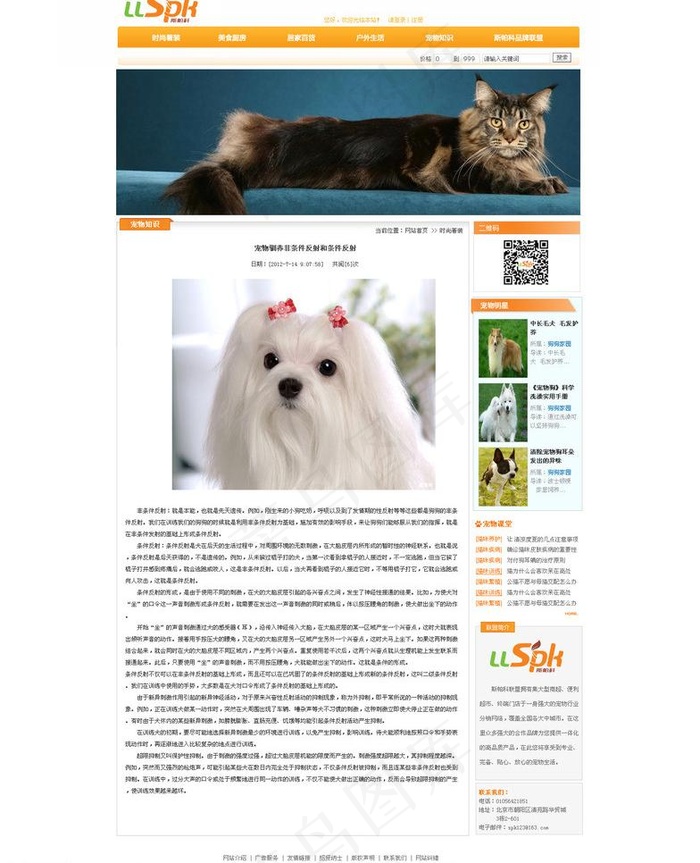 宠物网站内页模板图片psd模版下载
