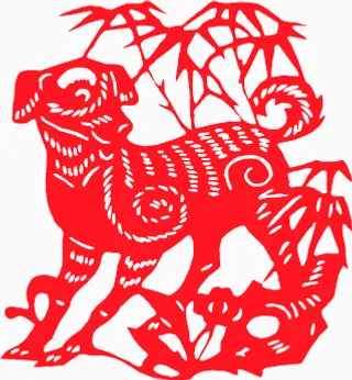 新春狗剪纸生肖喜庆矢量图02