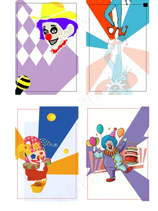 彩色愚人节小丑海报背景元素