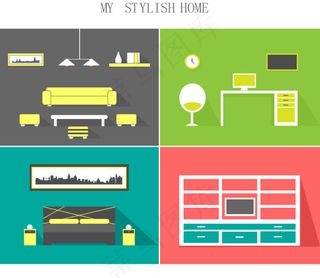 时尚家具设计矢量素材下载