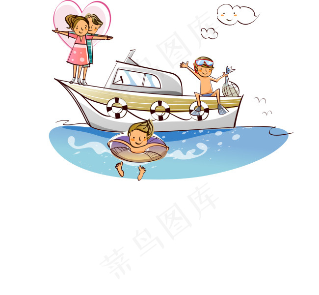 船上的爱人高清矢量插画源文件下载ai矢量模版下载