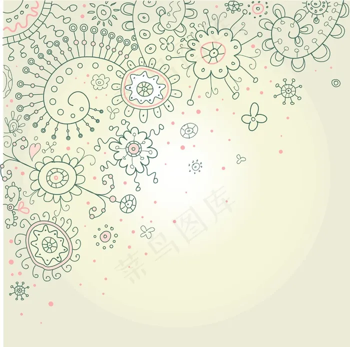 手绘摘要河南涂鸦和花朵矢量插图—eps,ai矢量模版下载