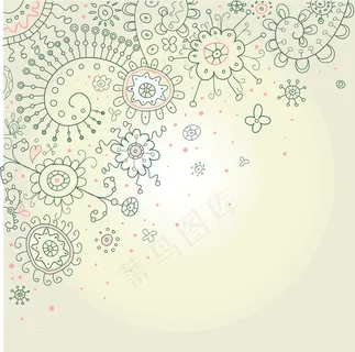 手绘摘要河南涂鸦和花朵矢量插图— 手绘摘要河南涂鸦和花朵矢量插图—