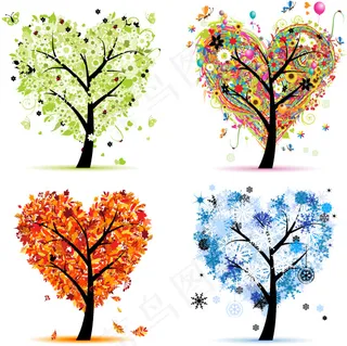 心形树冠创意树木矢量素材