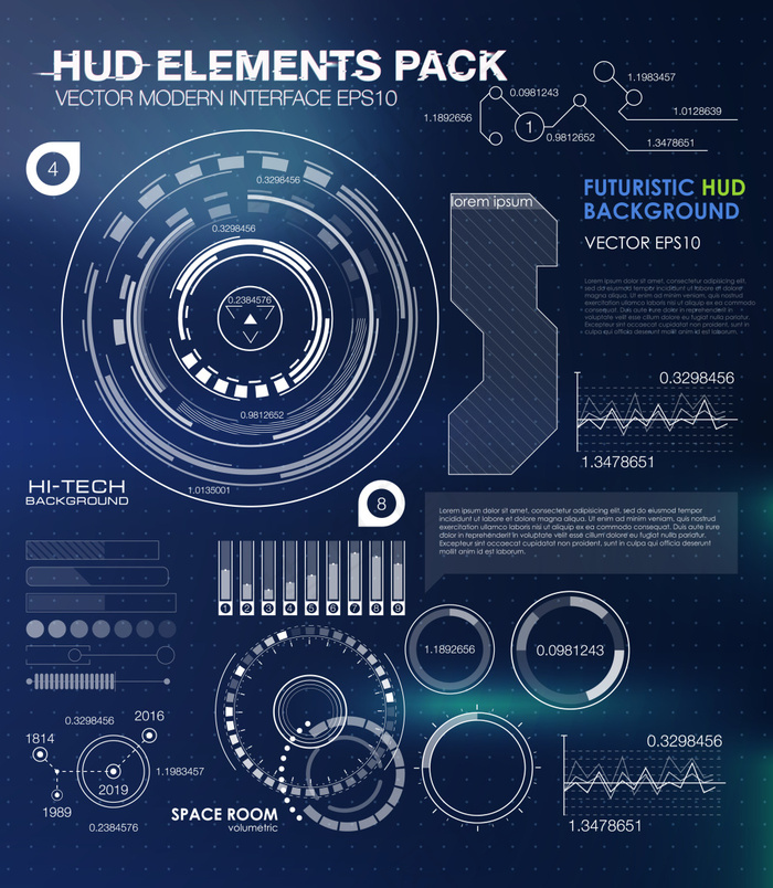 游戏科技感唯美界面UIeps,ai矢量模版下载