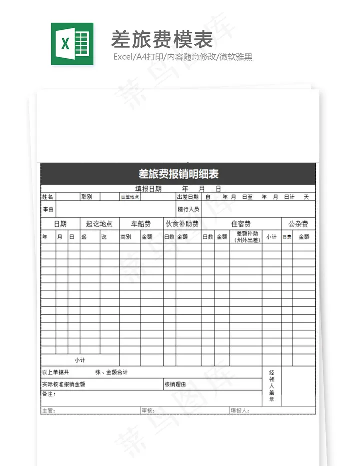 差旅费模表