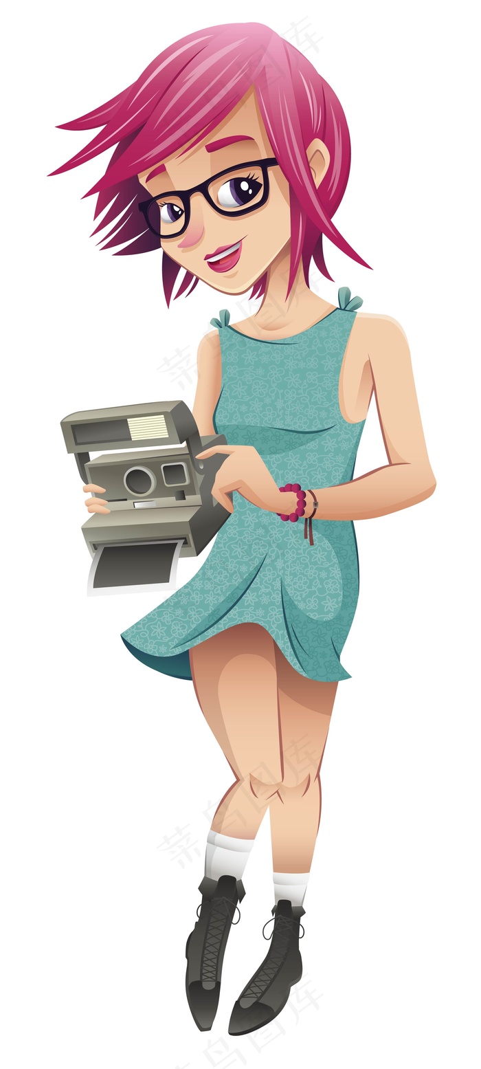 卡通少女插画矢量素材3