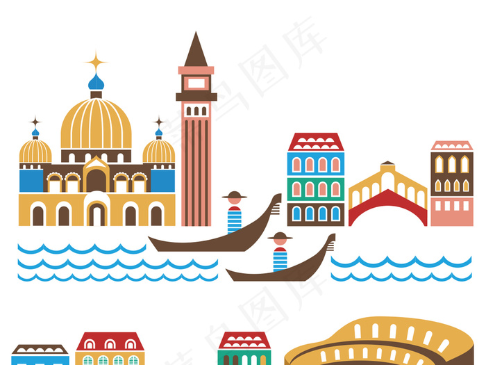 2017欧美著名旅游圣地元素背景矢...