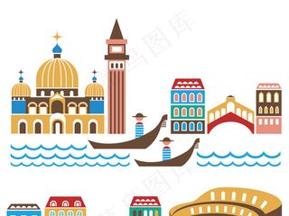 2017欧美著名旅游圣地元素背景矢...