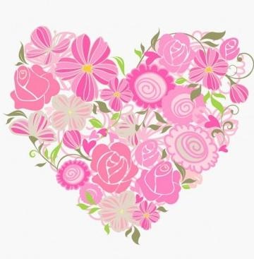 粉红色花的心向量图