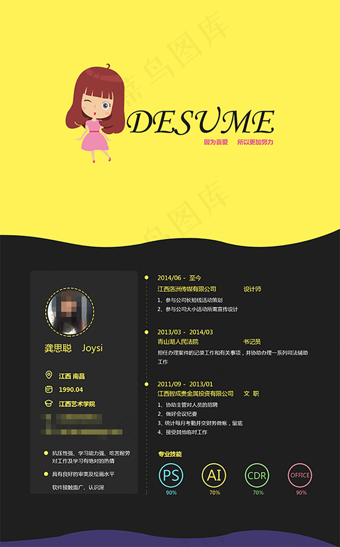 个人简历模板psd模版下载
