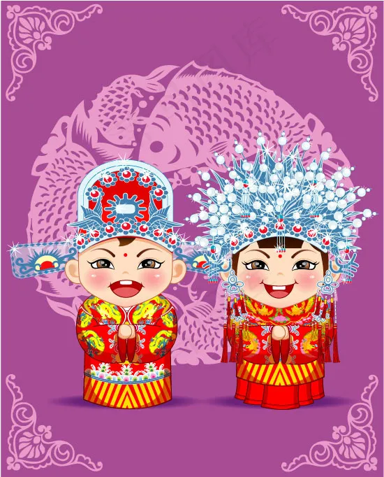 婚庆公仔ai矢量模版下载