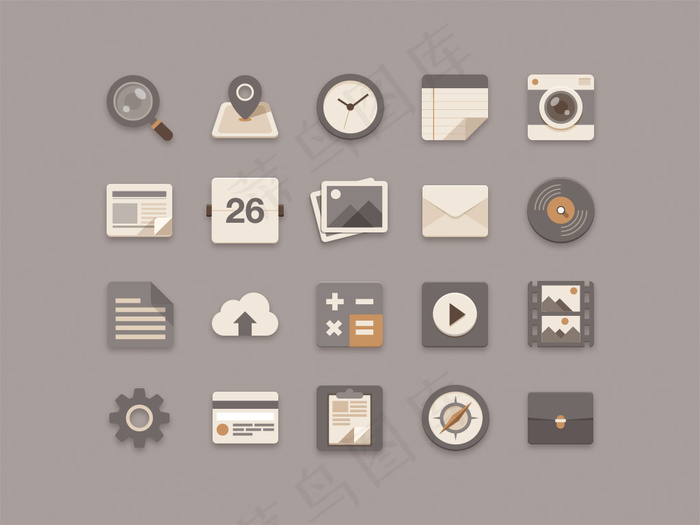 网页UI手机主题复古icon图标