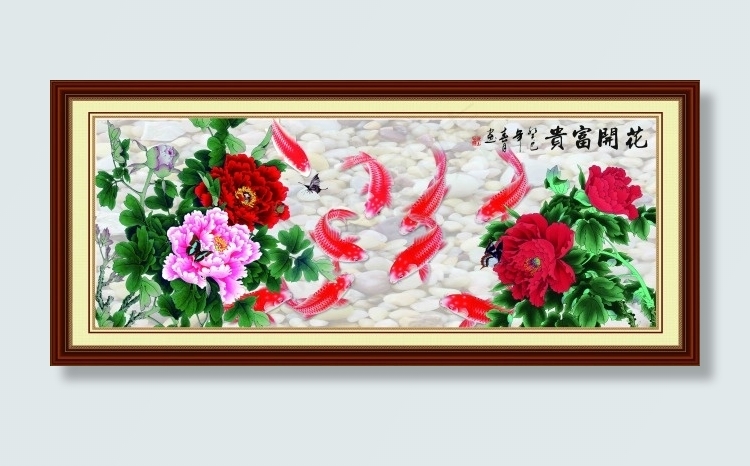 花开富贵装饰画(7874X3465(DPI:80))psd模版下载