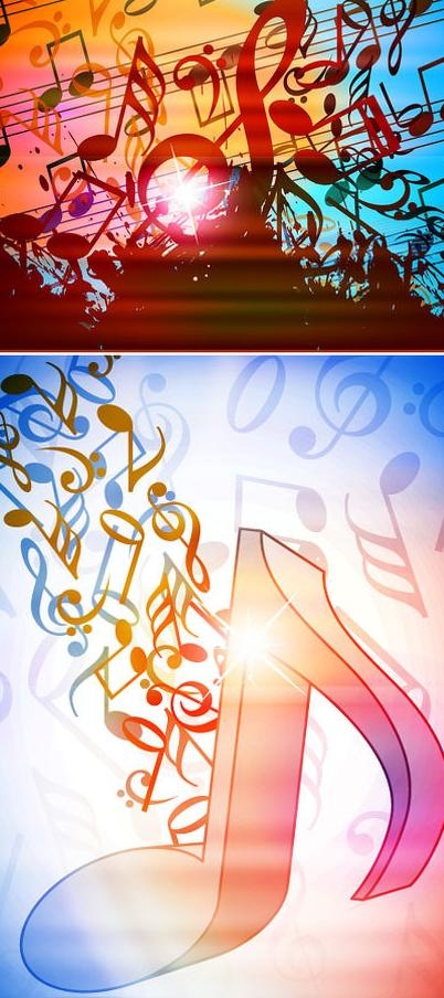 绚丽音符背景矢量素材