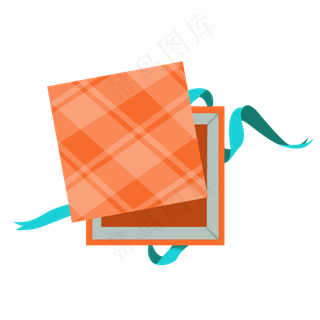 圣诞礼物黄色包装盒蓝色彩带