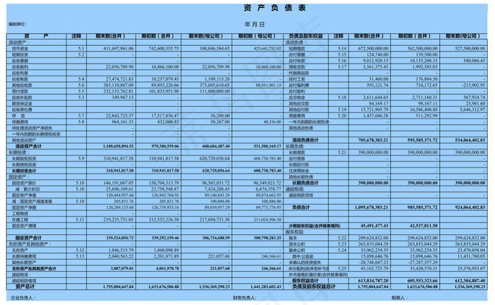 资产负债表模板制作