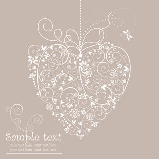 心形花纹反白底纹矢量素材