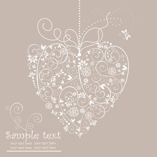 心形花纹反白底纹矢量素材