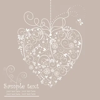 心形花纹反白底纹矢量素材