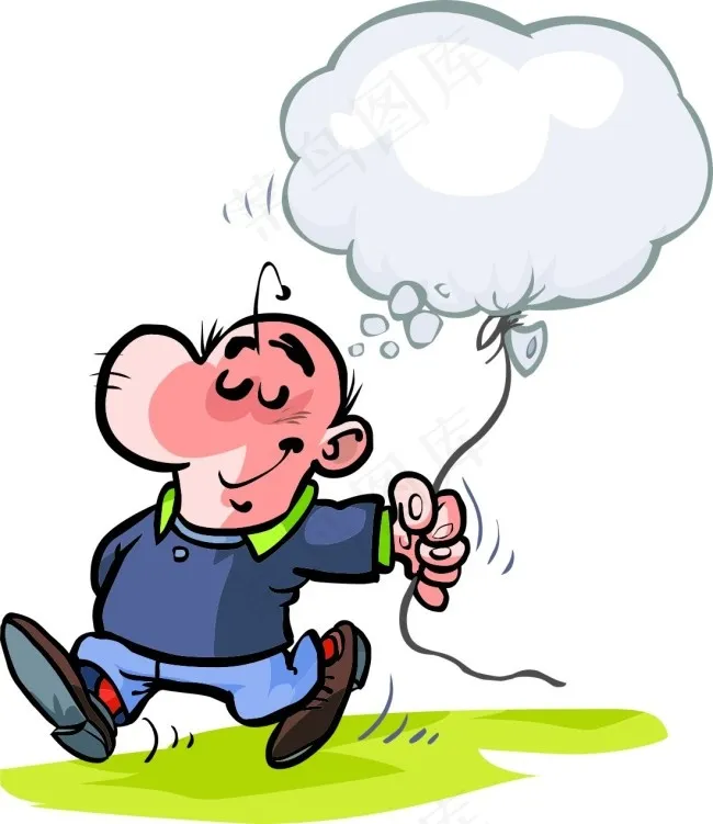 拿着云朵气球的卡通男人eps,ai矢量模版下载