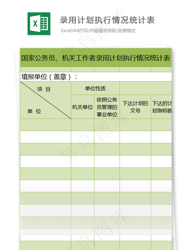 录用计划执行情况统计表