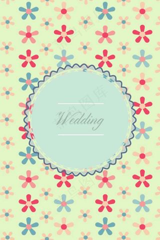 卡通花朵婚礼请帖背景模板下载