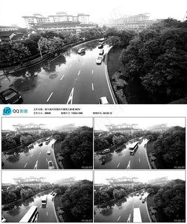 黑白俯拍交通路口视频