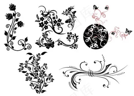 黑色花纹花藤矢量素材